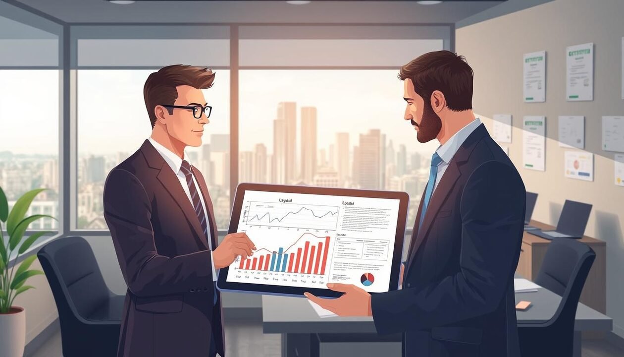 A conceptual illustration depicting the legal aspects of the Diagnostic de Performance Énergétique (DPE) in a modern office setting. In the foreground, a diverse group of professionals in business attire—two men and a woman—are engaged in a discussion over a digital tablet displaying energy performance graphs and legal documents. In the middle, a large window offers a view of a city skyline, symbolizing urban energy efficiency. The background includes a sleek desk cluttered with documents, a laptop, and energy certificates on the wall, highlighting legal validation. Soft natural lighting filters through the window, creating an inspiring atmosphere that suggests diligence and expertise. The overall mood should convey professionalism, clarity, and a focus on legal compliance in energy assessment. A conceptual illustration depicting the legal aspects of the Diagnostic de Performance Énergétique (DPE) in a modern office setting. In the foreground, a diverse group of professionals in business attire—two men and a woman—are engaged in a discussion over a digital tablet displaying energy performance graphs and legal documents. In the middle, a large window offers a view of a city skyline, symbolizing urban energy efficiency. The background includes a sleek desk cluttered with documents, a laptop, and energy certificates on the wall, highlighting legal validation. Soft natural lighting filters through the window, creating an inspiring atmosphere that suggests diligence and expertise. The overall mood should convey professionalism, clarity, and a focus on legal compliance in energy assessment.